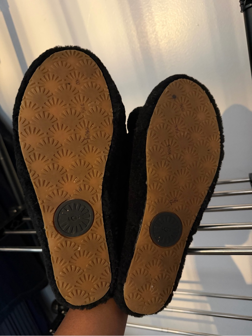 UGG Black Fluff Slide with Branded Strap - Picture 3 of 3